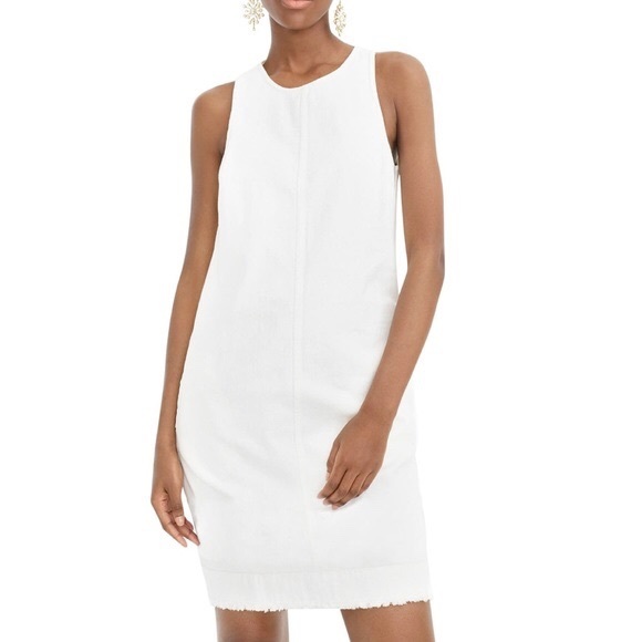 j crew white denim shift dress